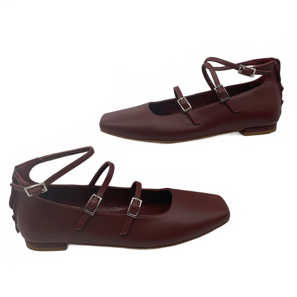 Quince Red Flats Ankle Strap Buckle | Womens 8
